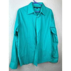 Carbon Black Mens Stripe Shirt‎ Button Down Long Sleeves Size Large